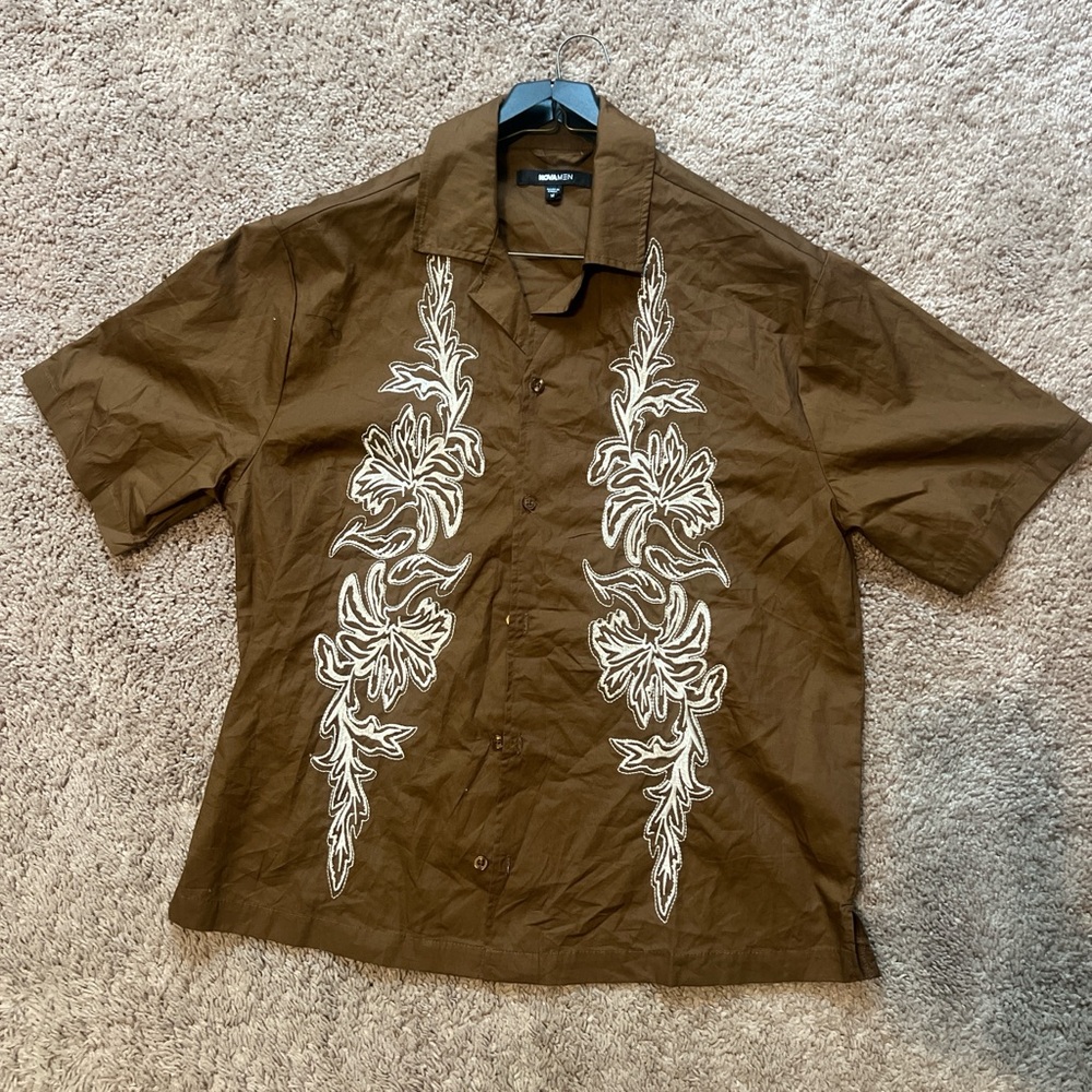 Brown Embroidered Men's Shirt
